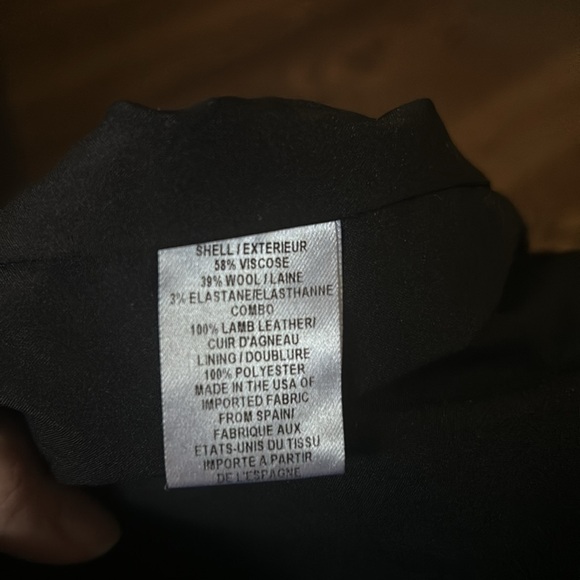 Milly Black Leather Dress LBD Designer Wool USA Size 2  Date Night Lamb Stretch - Picture 11 of 12